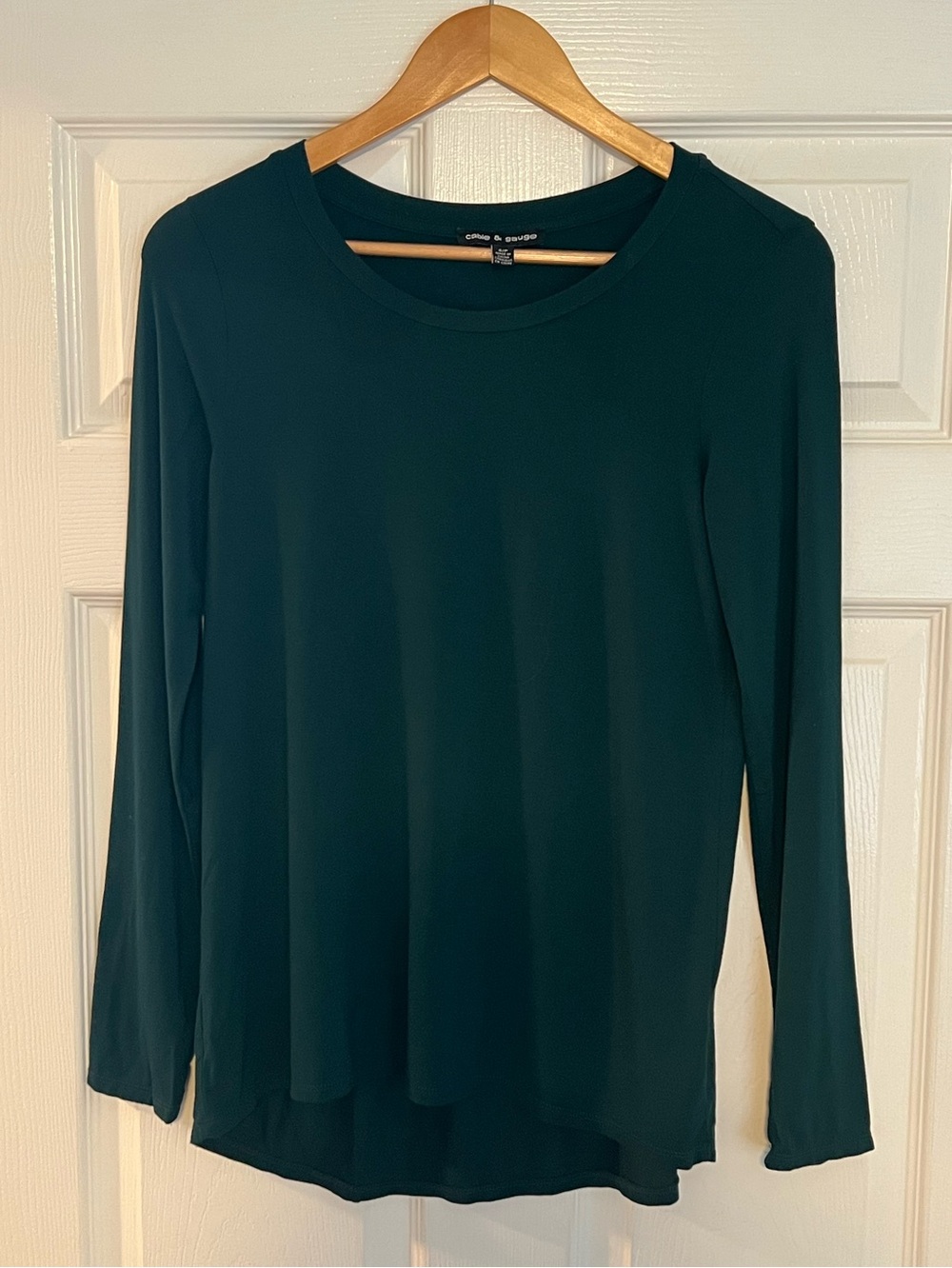 Cable & Gauge Dark Teal Long-Sleeve Crew Neck Top